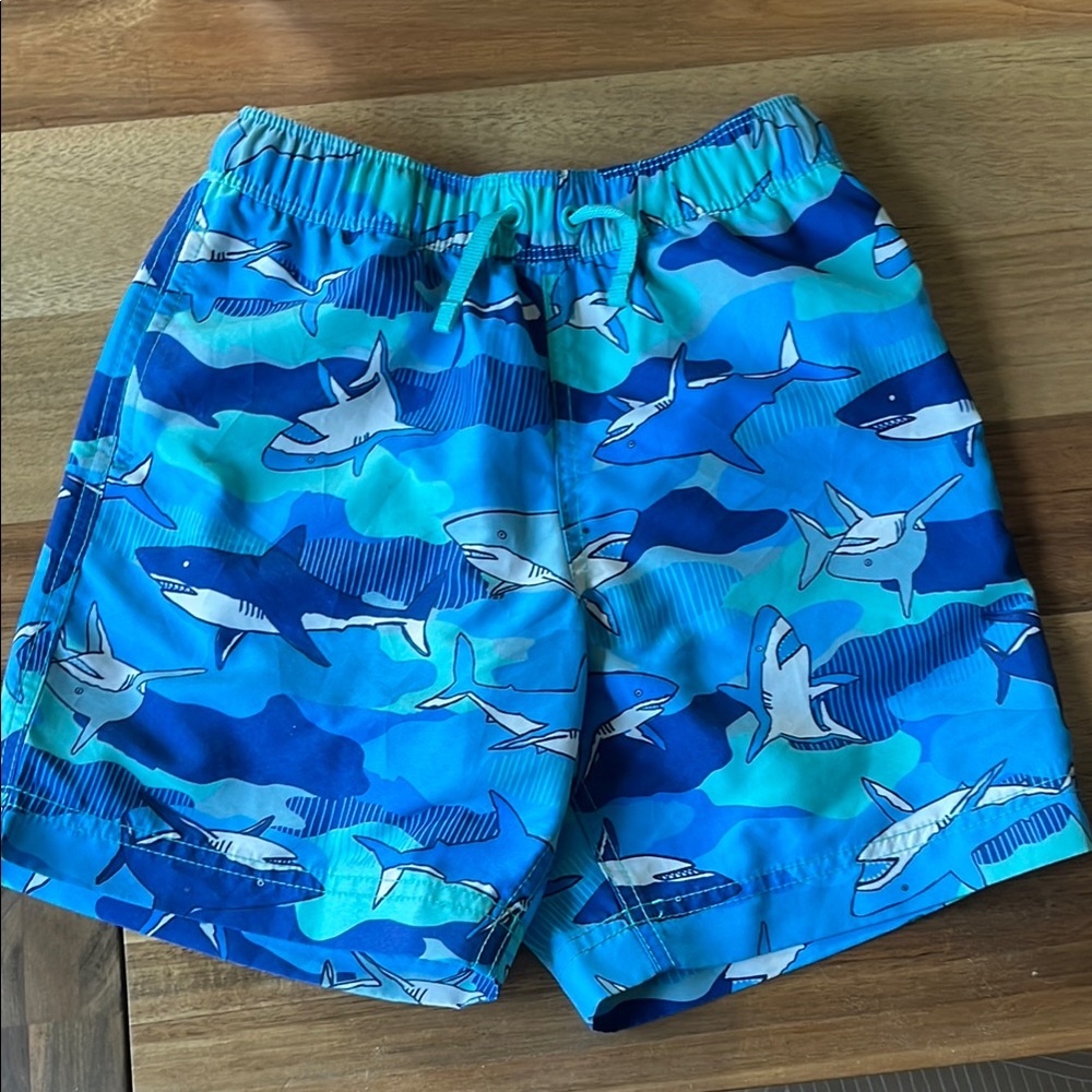 Hanna Andersson Blue Shark Print Kids Swim Short